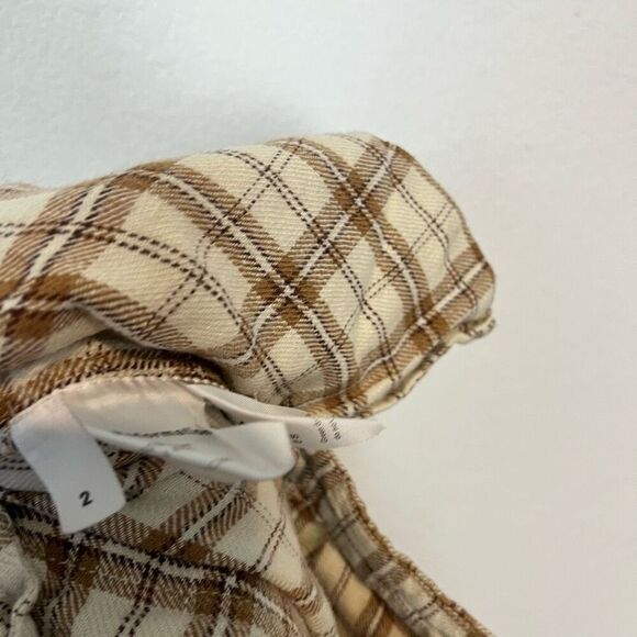 Reformation Verano Beige Plaid Cropped High Waisted Pants Women's Size 2 - Picture 7 of 8